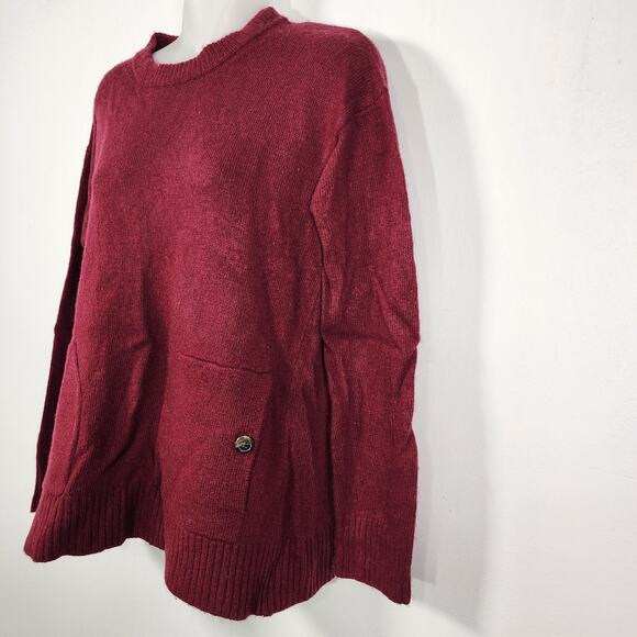 J.Crew Women Pullover Sweater Size M Merino Wool Blend 2 Pocket Minimalist B3826 - Picture 6 of 8
